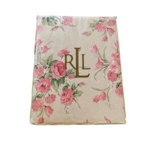 Lauren Ralph Lauren Round Tablecloth Floral Cottage Core Tan Multicolor 70 in